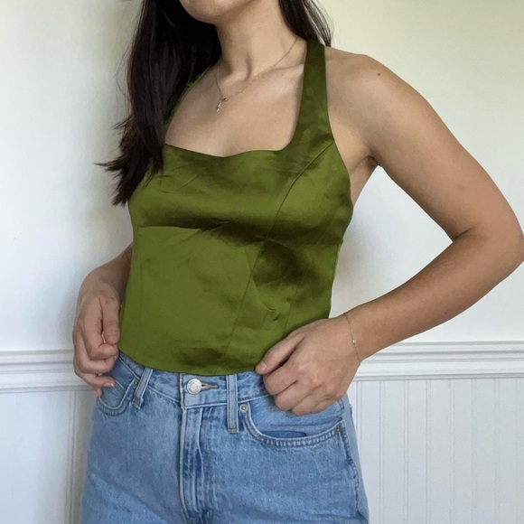 Pistachio green WILFRED satin top - Picture 2 of 6